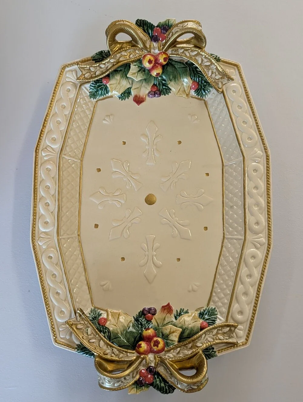 vintage FITZ AND FLOYD snowy woods platter
